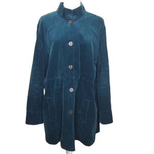 J Jill Corduroy Cotton Teal Long Jacket XL